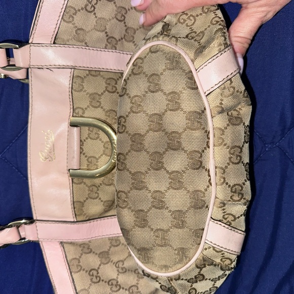 Gucci Tote Bag GG Canvas 211983 Leather Pink Beige Champagne Women's - Picture 14 of 16